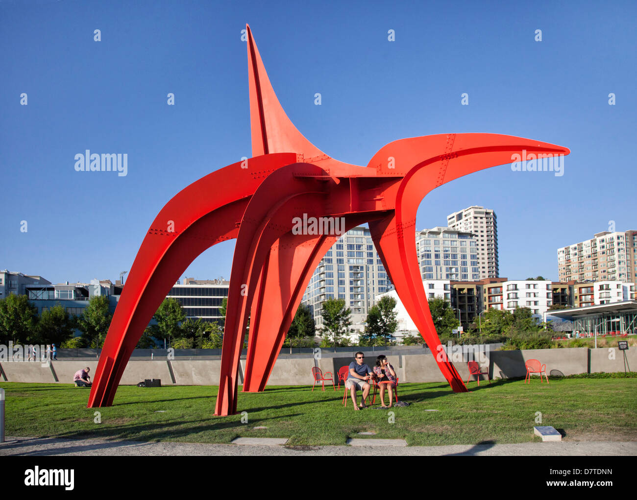 Amérique du Nord, USA, Washington, Seattle, Olympic Sculpture Park. "L'aigle" par Alexander Calder. Banque D'Images