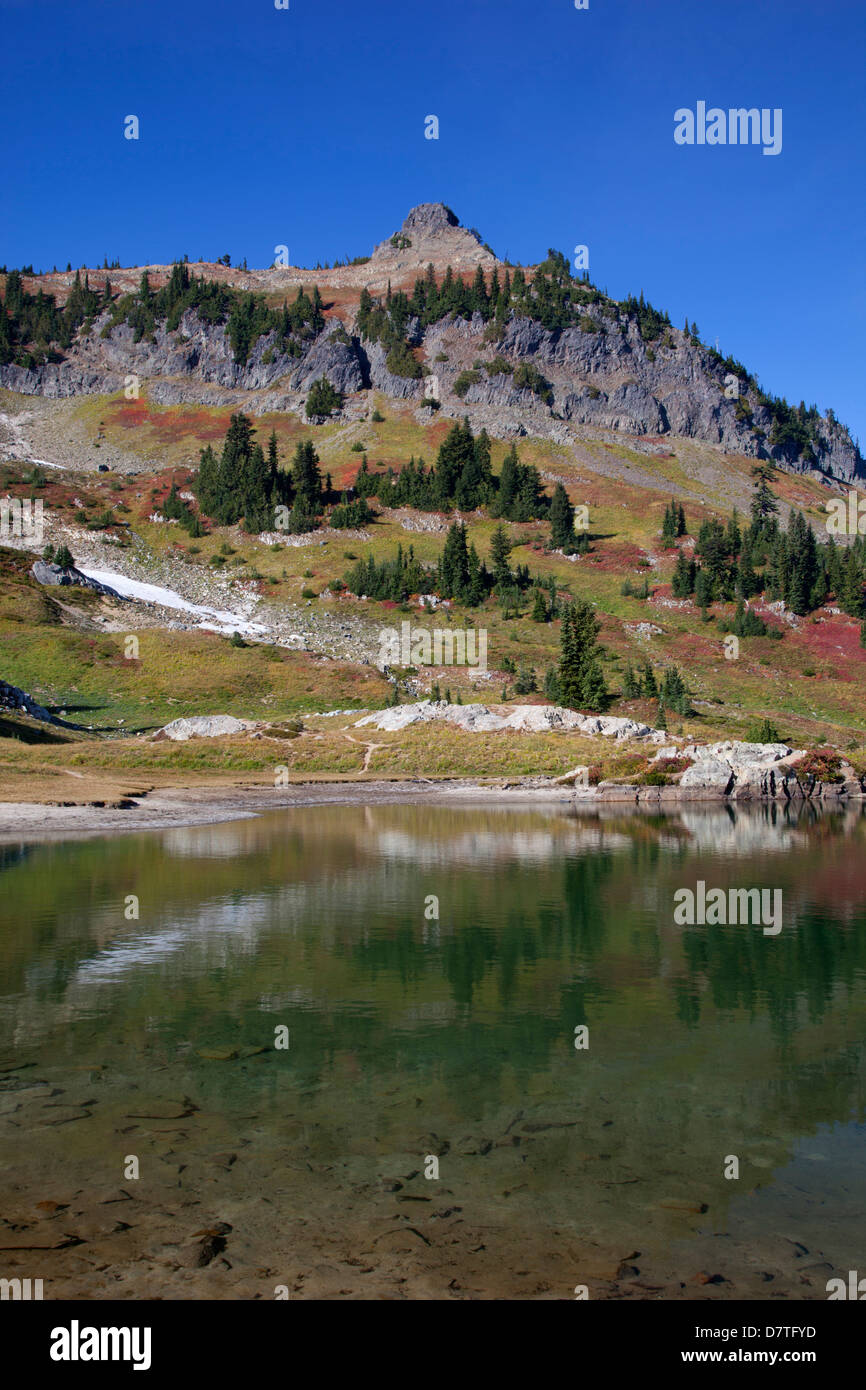 USA, l'État de Washington, Mount Rainier National Park, Alpine tarn le long de la boucle près de col Naches Chinook Banque D'Images