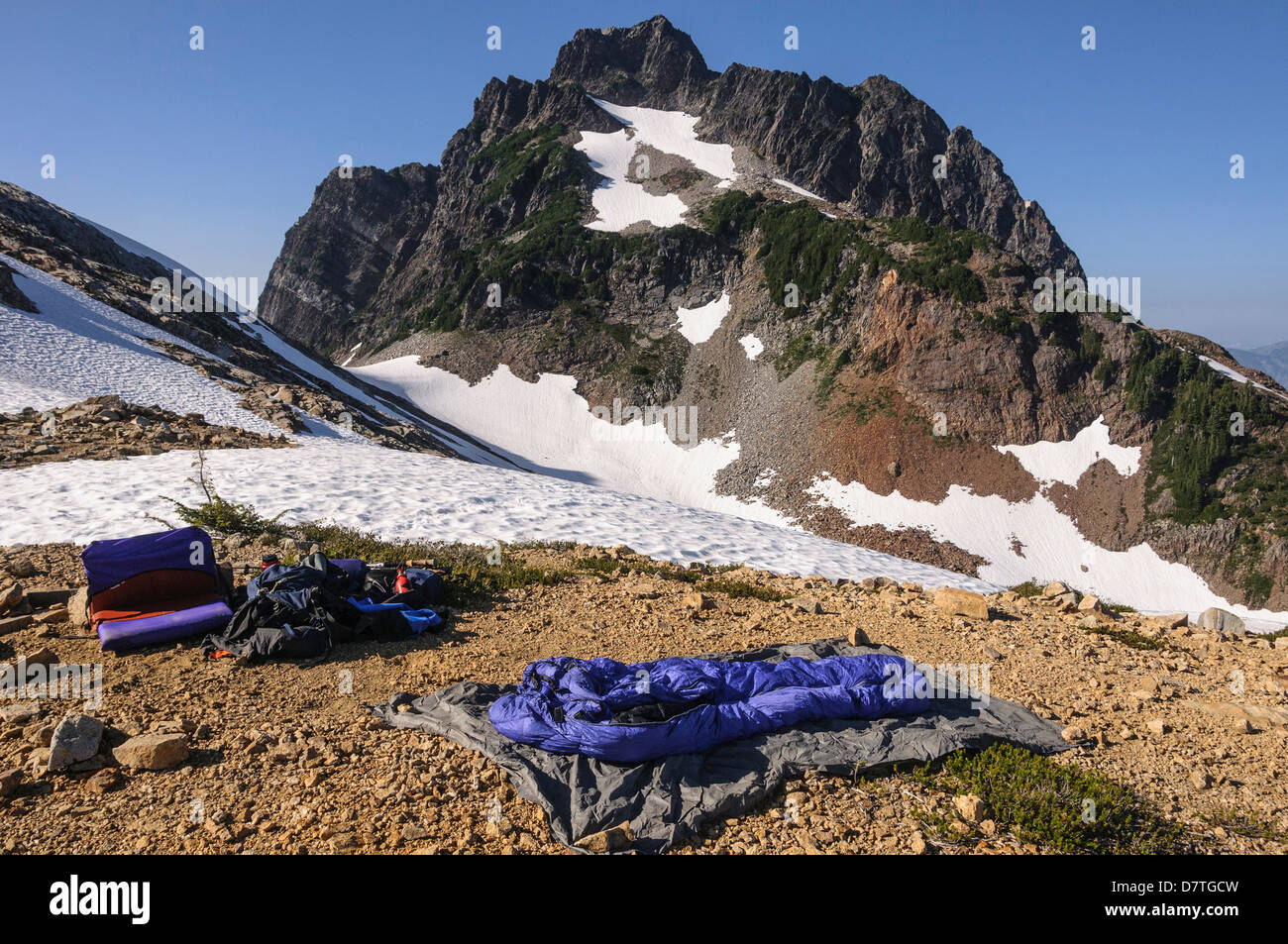Washington, des cascades, le mont Baker-Snoqualmie National Forest. Camping del Campo pic dans l'arrière-plan. Banque D'Images