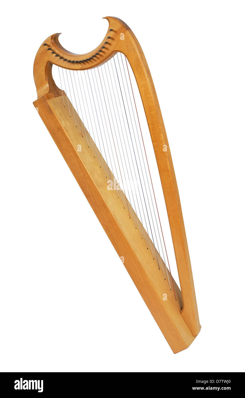 Harpe instrument de musique classique sur un fond blanc Photo Stock - Alamy