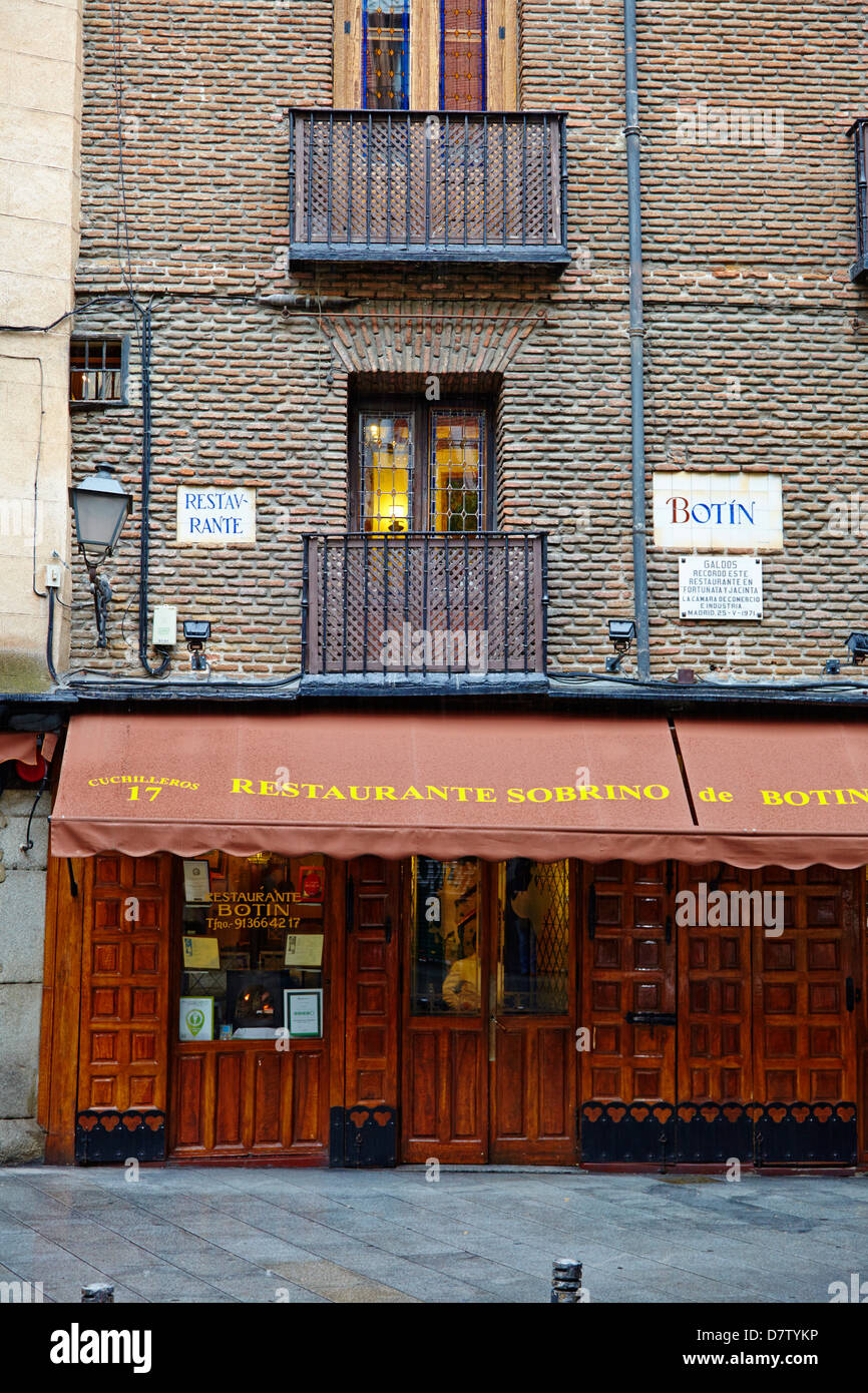 Restaurant Botin, le plus ancien restaurant du monde, Madrid, Espagne Banque D'Images
