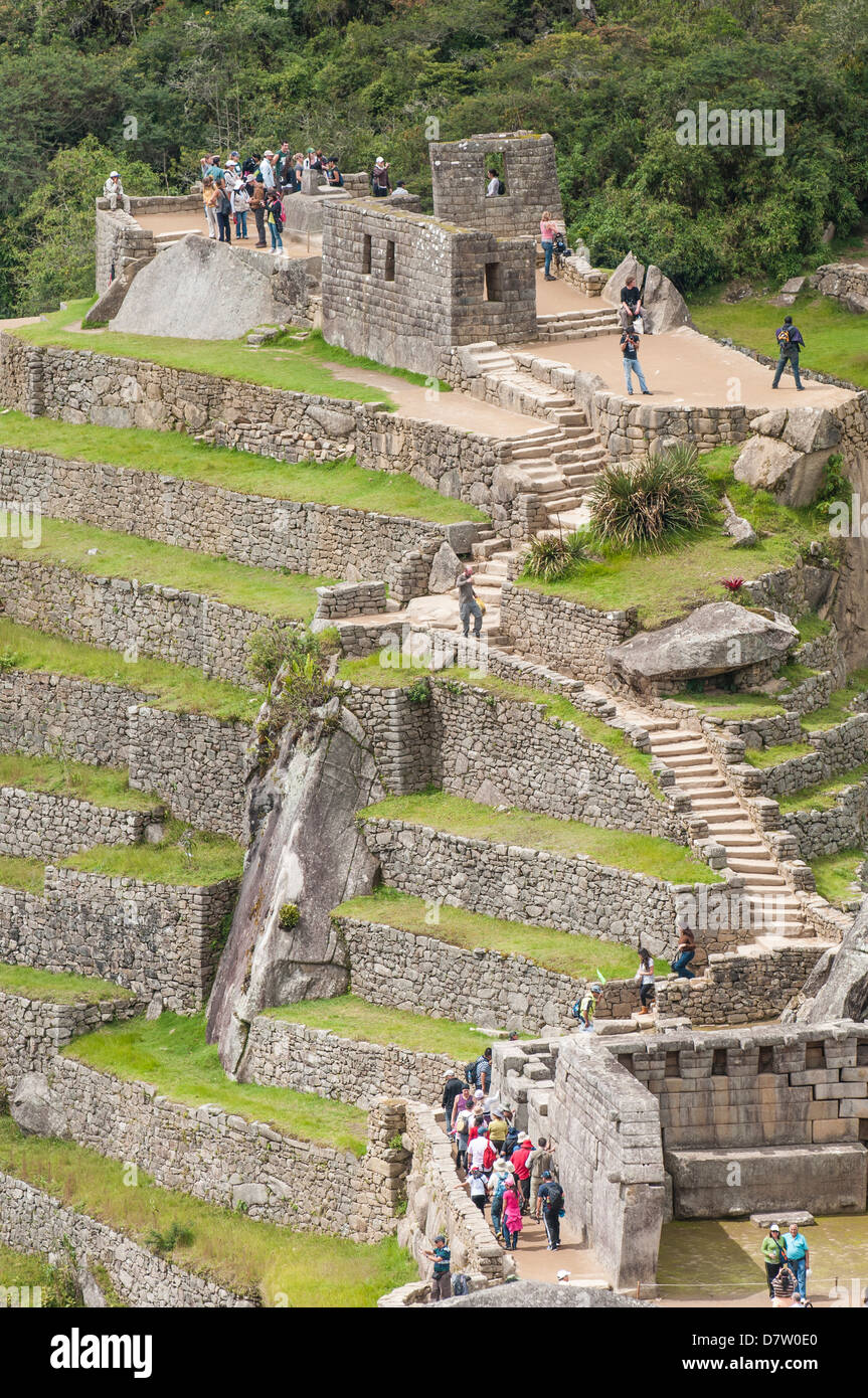 Machu Picchu, Site du patrimoine mondial de l'UNESCO, Aguas Calientes, Pérou, Amérique du Sud Banque D'Images