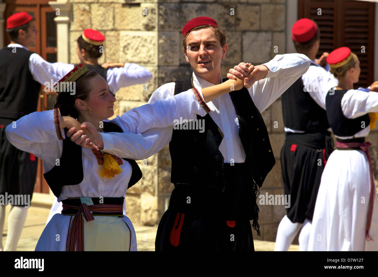 Danse folklorique de Konavle, Cilipi, Croatie Banque D'Images
