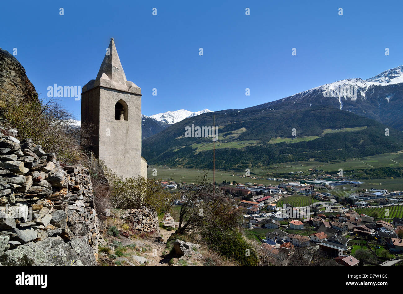 Italien, Südtirol, Vinschgau, Kirche Sankt Ägidius am Sonnenberg bei Silandro Banque D'Images