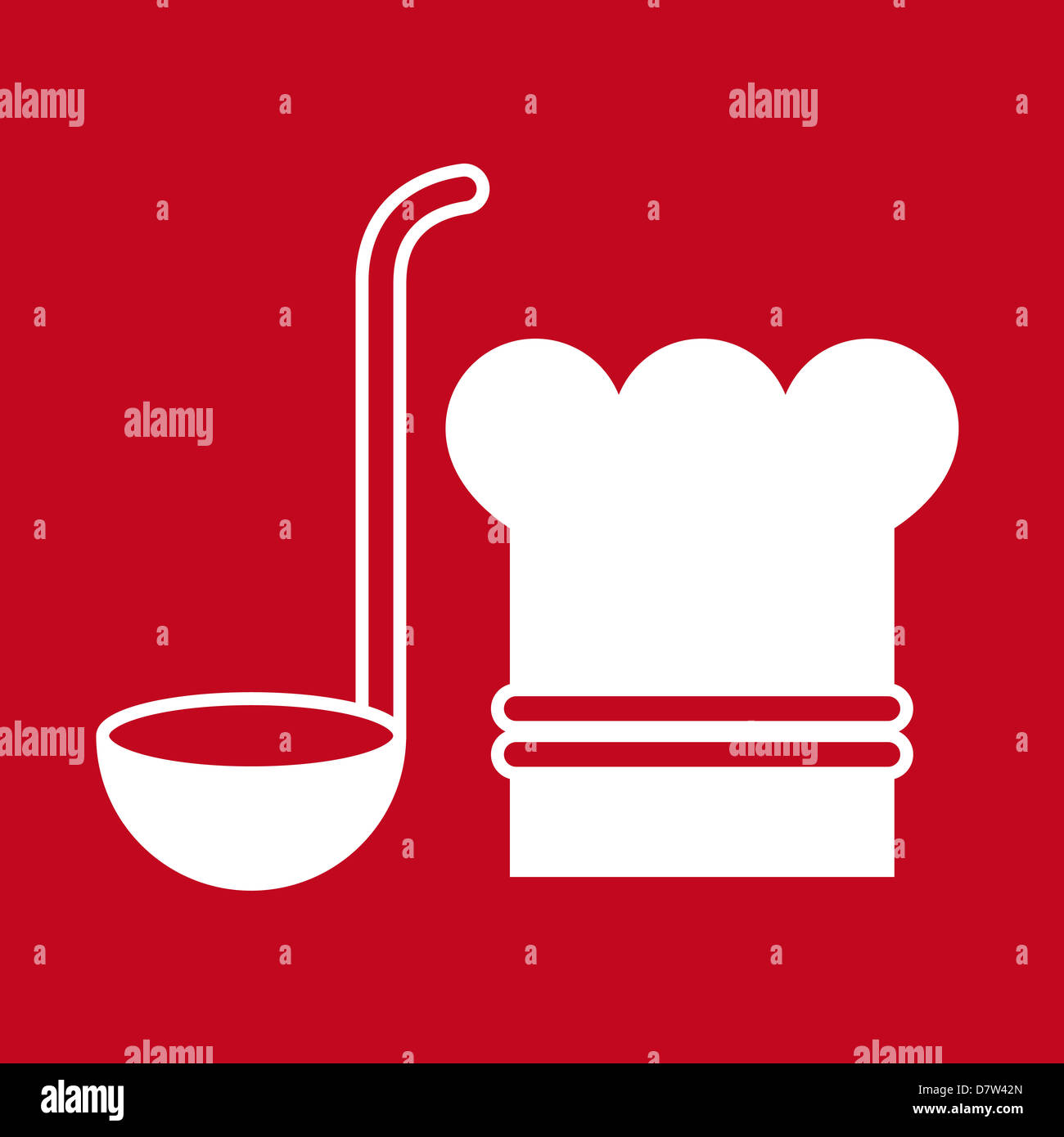 Chef hat et louche. Symboles de cuisine Banque D'Images