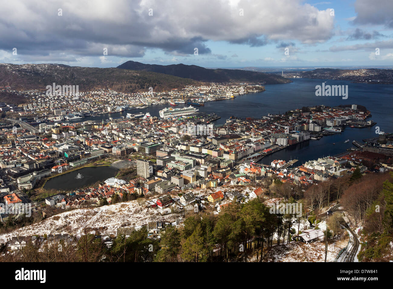 Vue du mont Floyen, Bergen, Norvège Banque D'Images