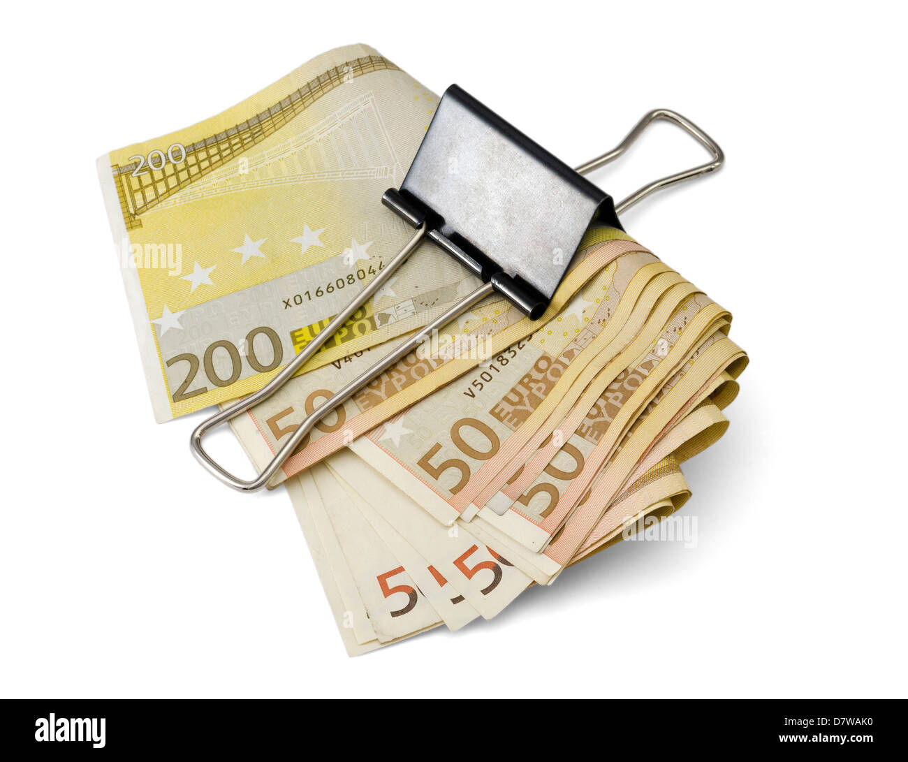 Le resserrement sur votre argent. Billets en euros Banque D'Images