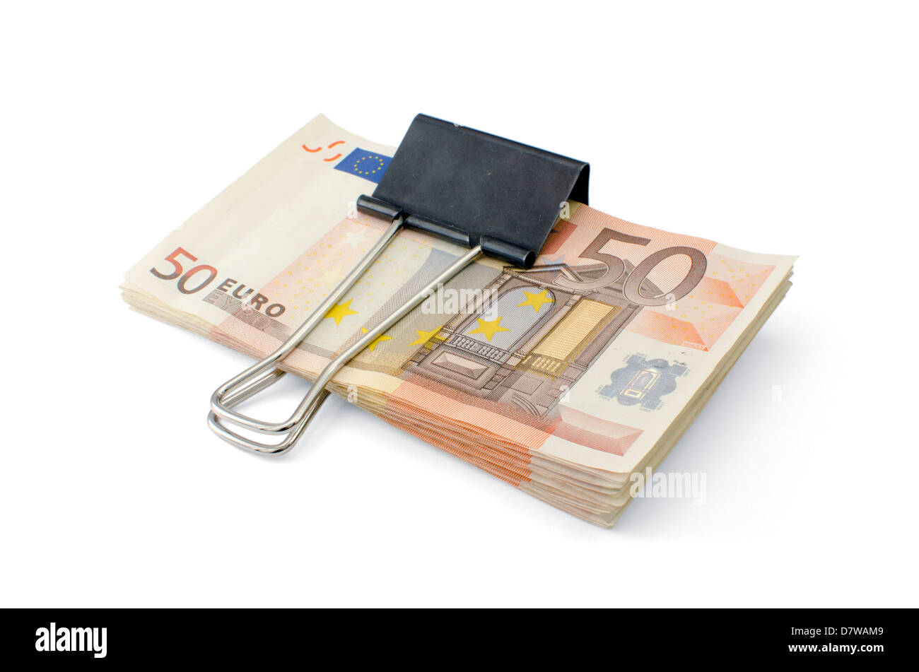 Le resserrement sur votre argent. Billets en euros Banque D'Images