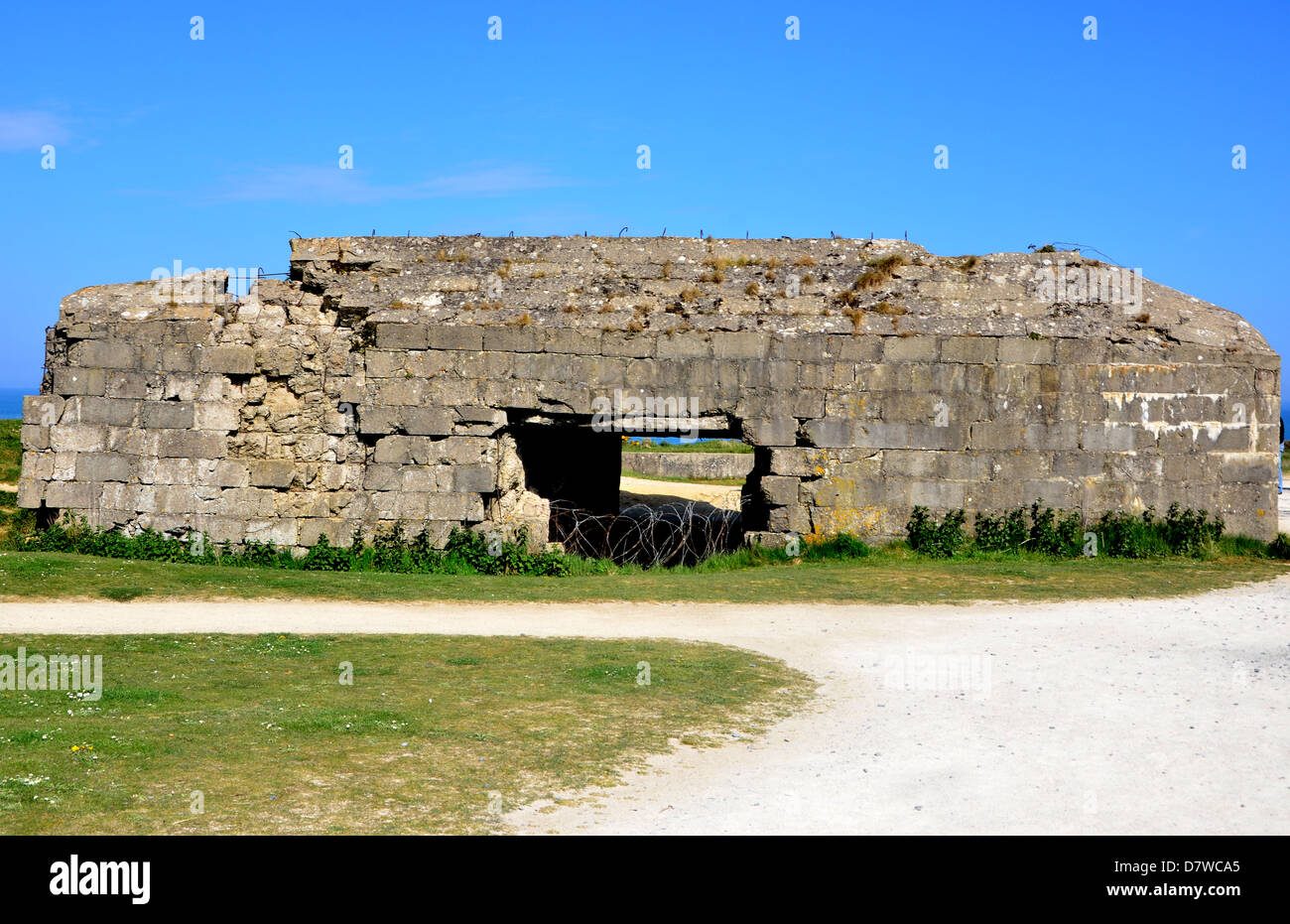 Omaha Beach, Normandie, France : Bunker Aleman. Banque D'Images