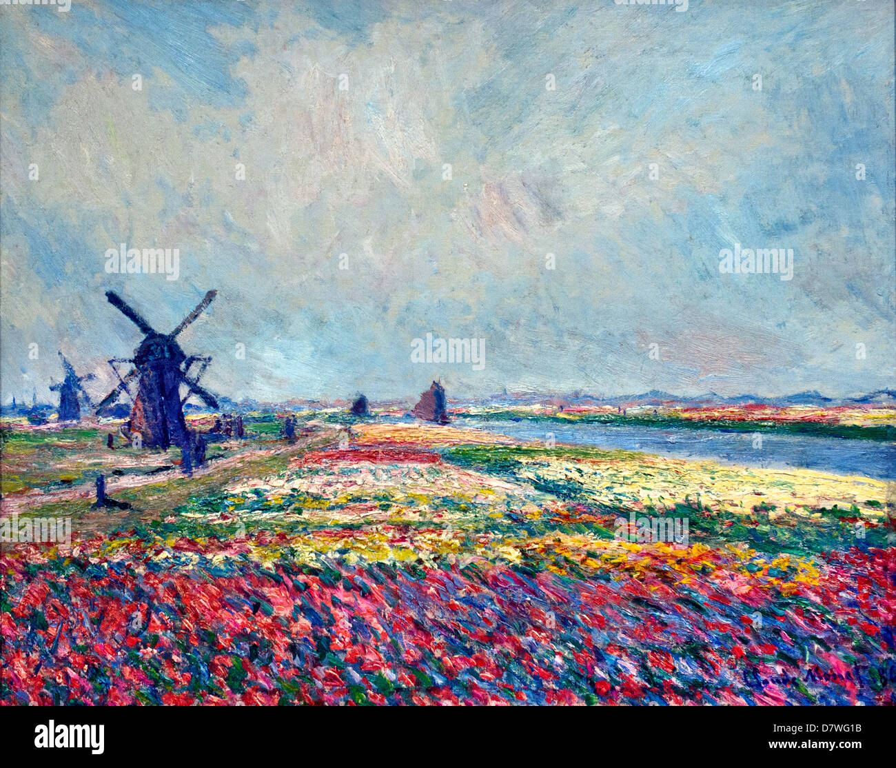 Champs de tulipes et les moulins à vent près de Rijnsburg 1886 Claude Monet 1840 - 1926 France Banque D'Images