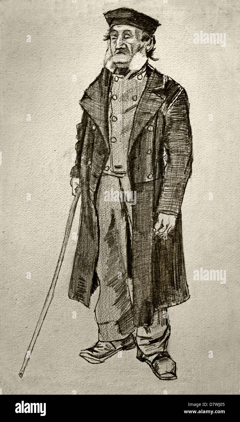 Vieil Homme avec un bâton 1882 Vincent van Gogh 1853 - 1890 Pays-Bas néerlandais post impressionnisme Banque D'Images
