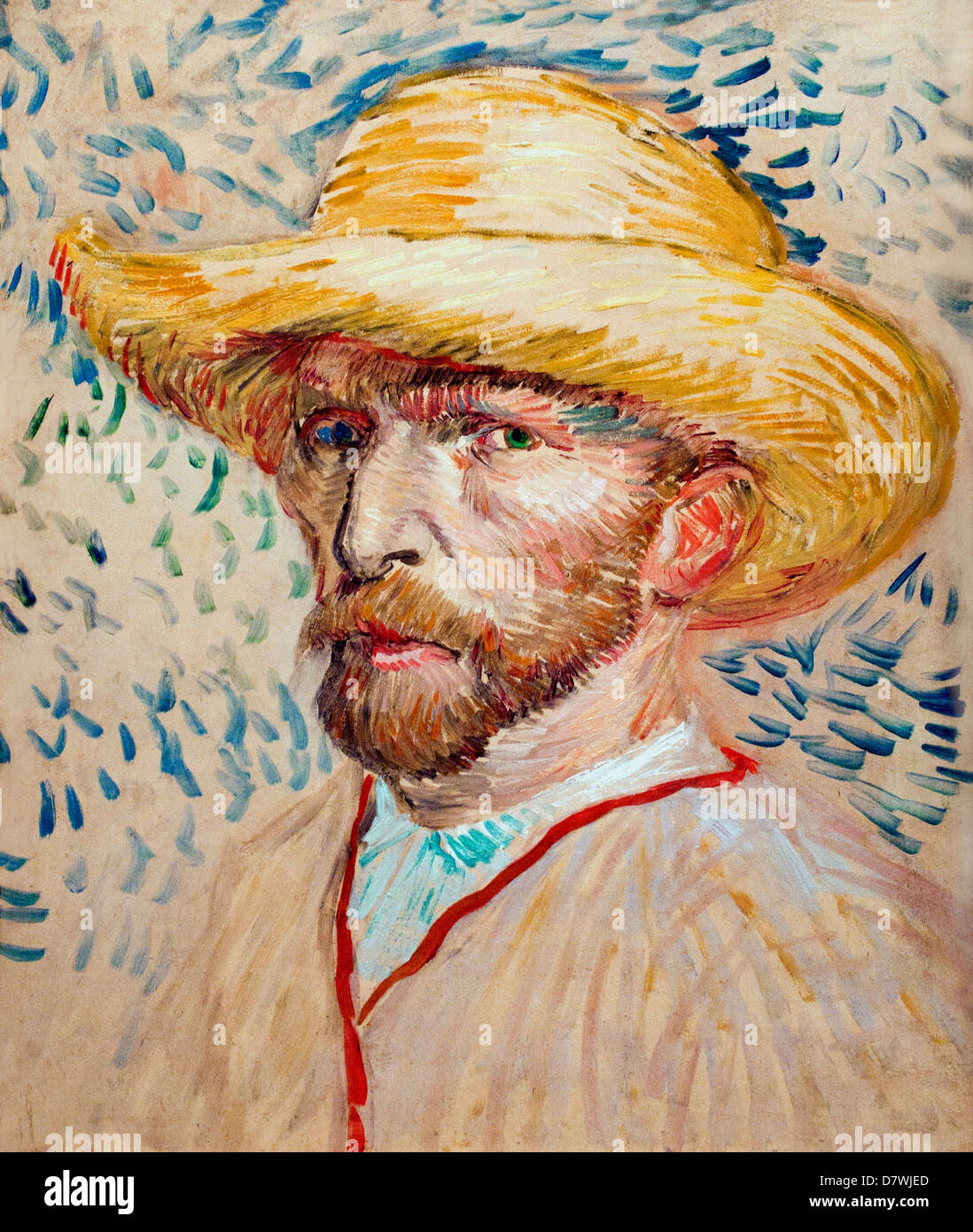 Self-portrait with Straw Hat 1887 Vincent van Gogh 1853 - 1890 Pays-Bas néerlandais post impressionnisme Banque D'Images