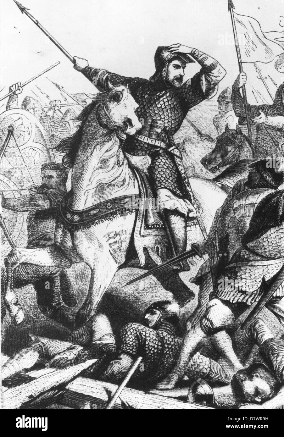 Guillaume le Conquérant (c1028-1087) à la bataille de Hastings dans une gravure du 18ème siècle Banque D'Images