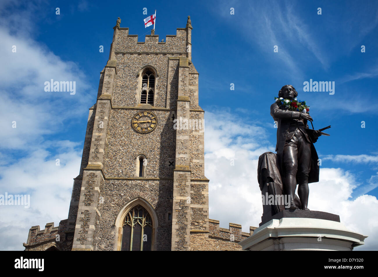 Thomas Gainsborough statue, Sudbury, Suffolk, UK. Banque D'Images