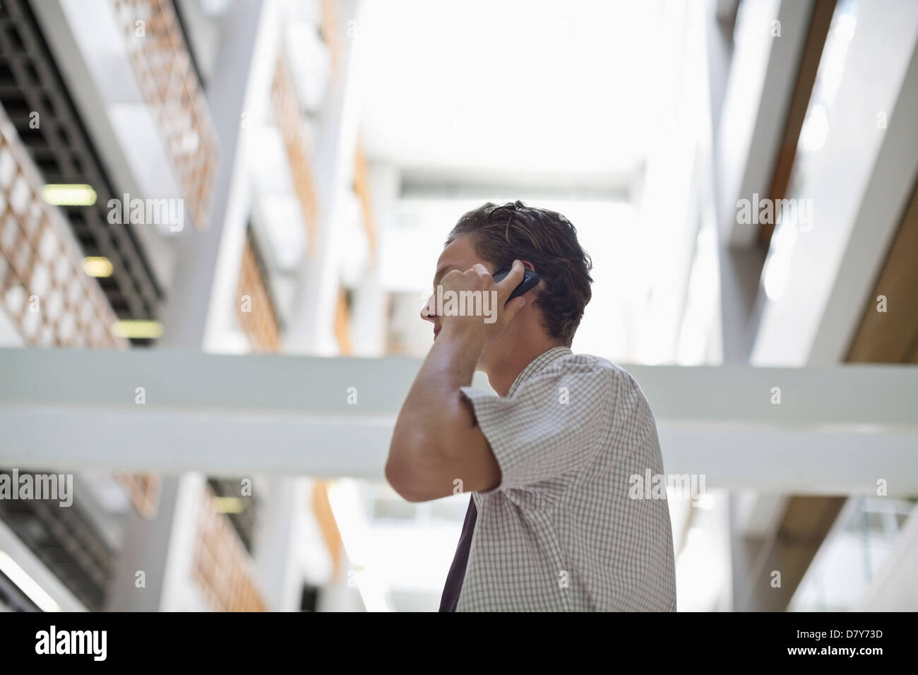 Businessman talking on cell phone Banque D'Images