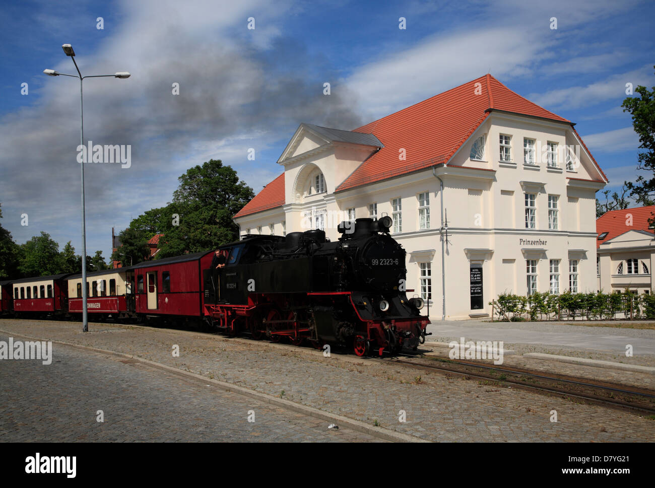 Train à vapeur Molli, Bad Doberan, côte de la mer Baltique, le Mecklembourg Poméranie occidentale, Allemagne Banque D'Images