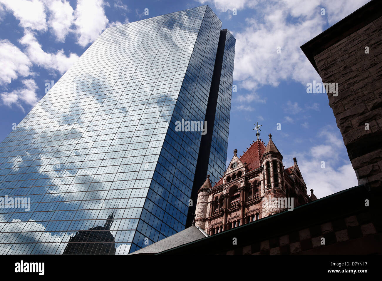 Hancock Tower, Trinity Church, Copley Square, Boston, Massachusetts Banque D'Images