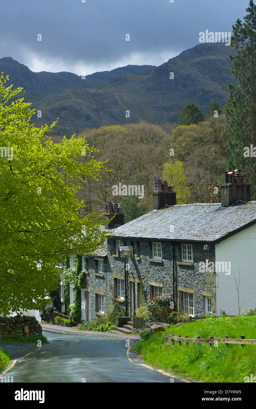 Le village de Seatoller, Borrowdale, Parc National de Lake District, Cumbria, Angleterre, Royaume-Uni Banque D'Images