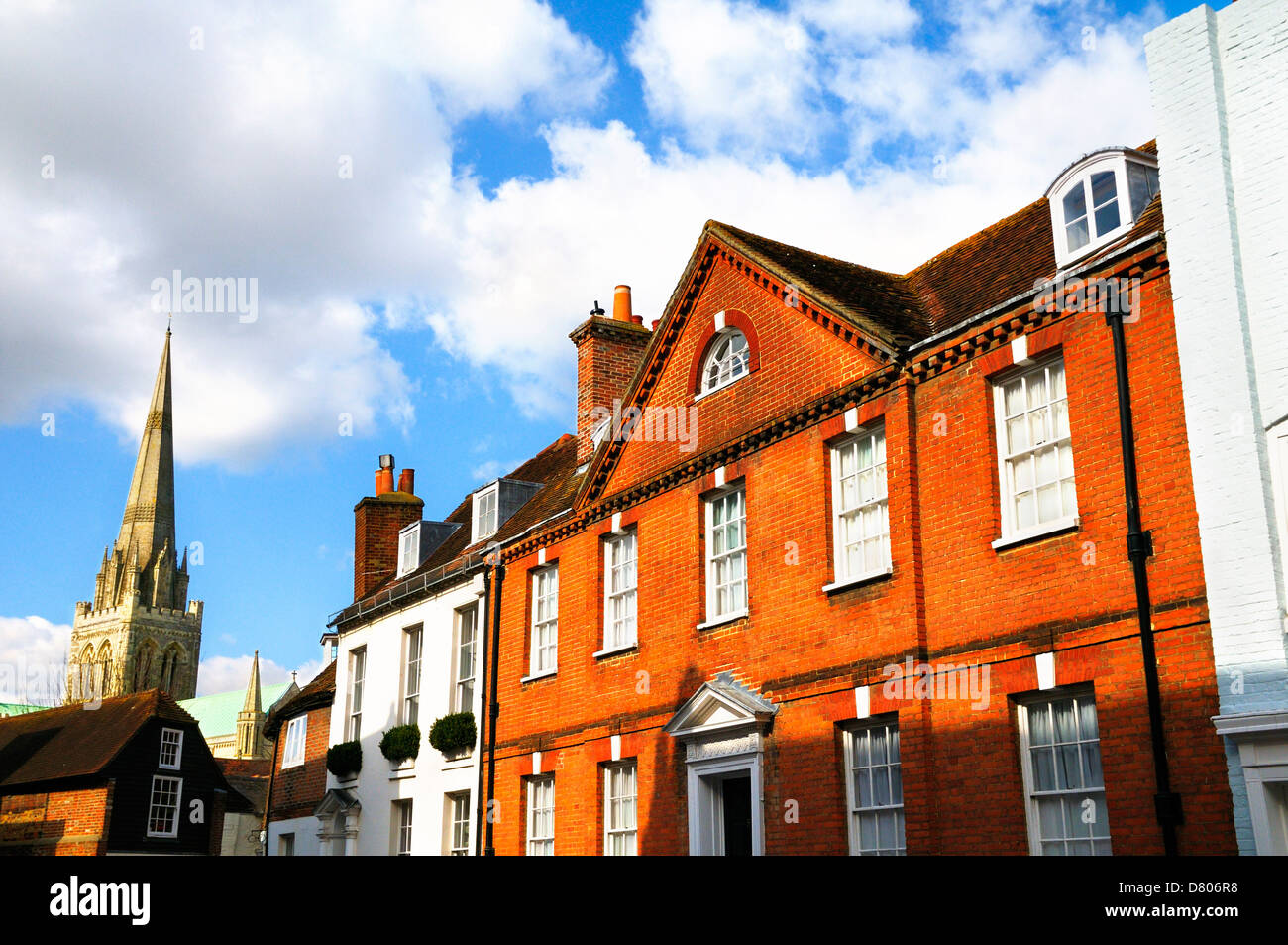 Pallant ouest avec vue sur cathédrale, Chichester, West Sussex, England, UK Banque D'Images