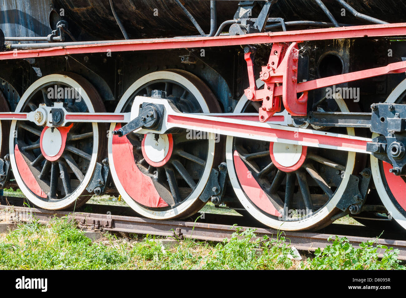 Les roues à l'ancienne locomotive à vapeur Banque D'Images