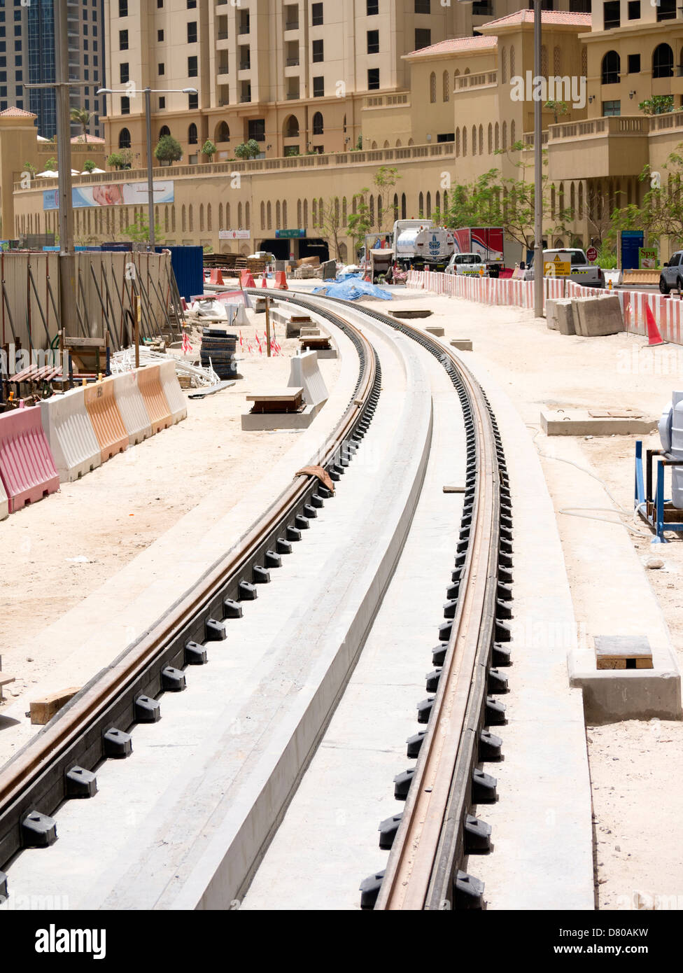 La construction de nouveaux tramways dans Al Sufouh Dubaï Émirats Arabes Unis Banque D'Images