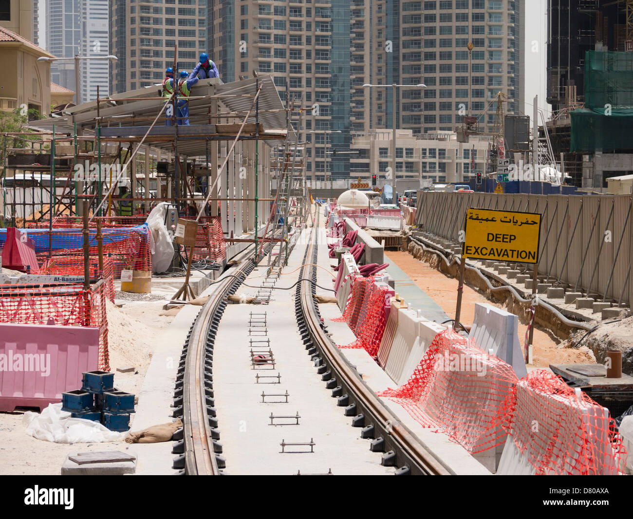 La construction de nouveaux tramways dans Al Sufouh Dubaï Émirats Arabes Unis Banque D'Images