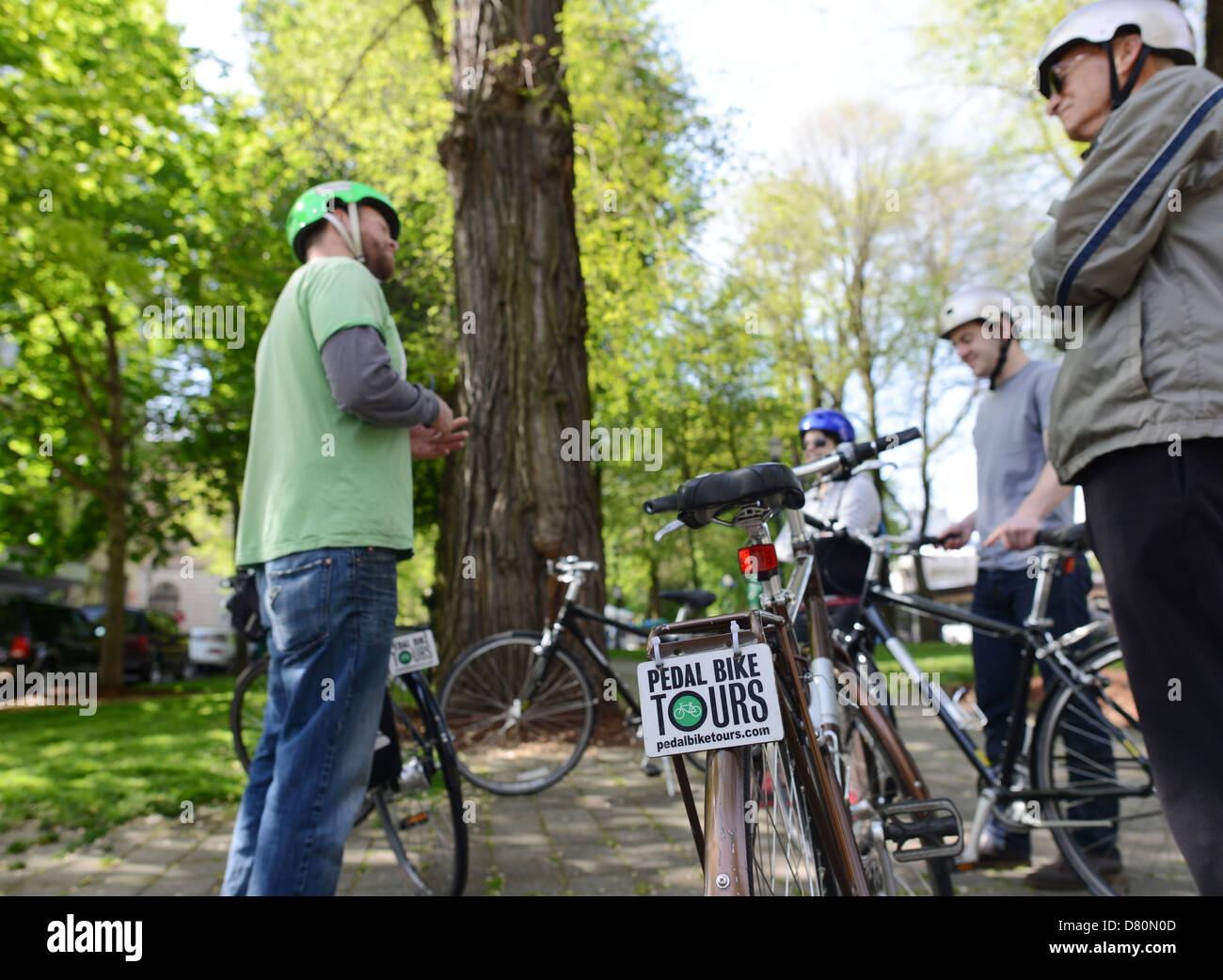 Tour en vélo pédale du centre ville historique d''à Portland, Oregon. Banque D'Images