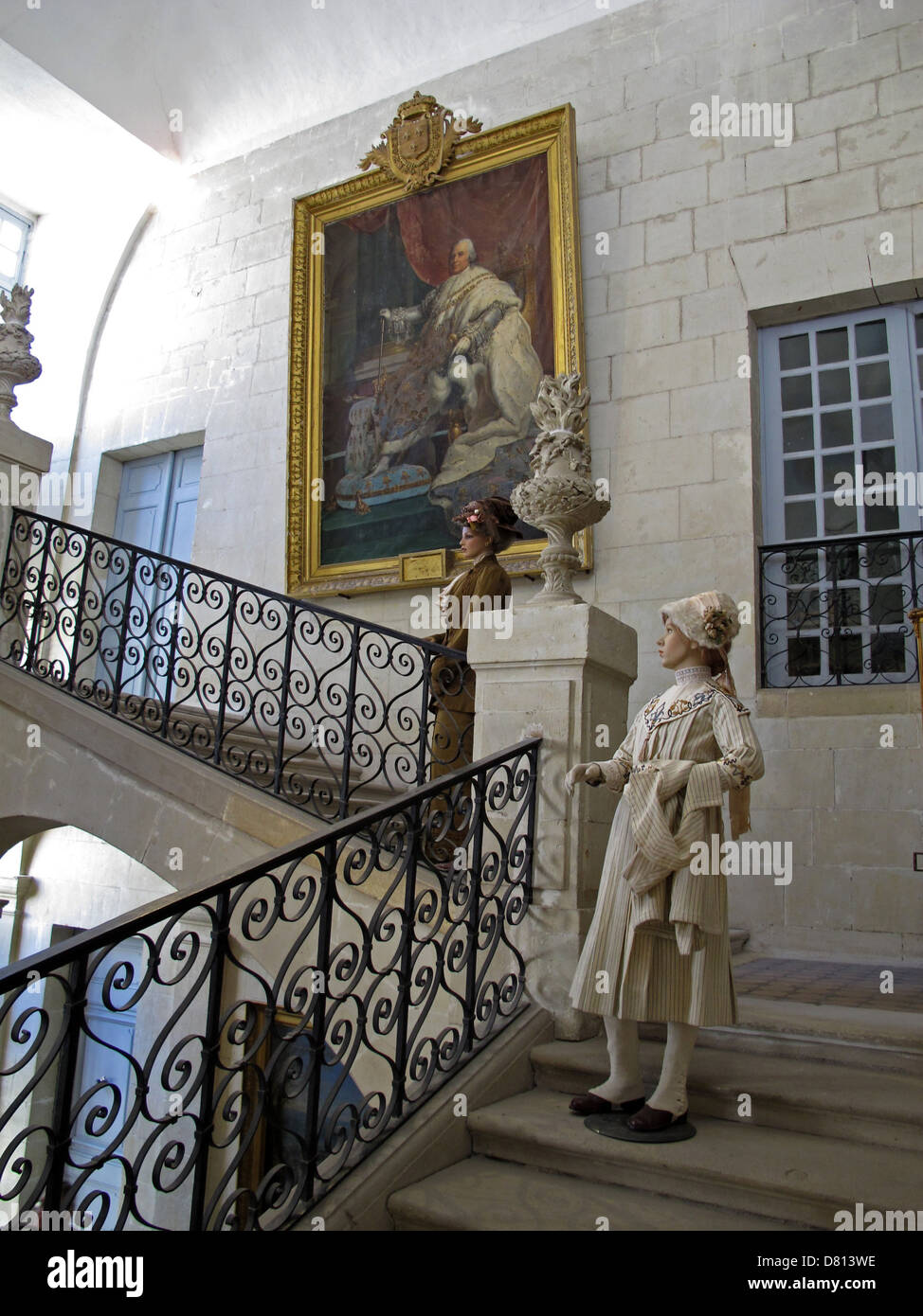 Le grand escalier,Château d'Ussé, Chateau de Usse,Rigny-Usse,Indre-et-Loire, Loire, Touraine, France, Sleeping Beauty Banque D'Images