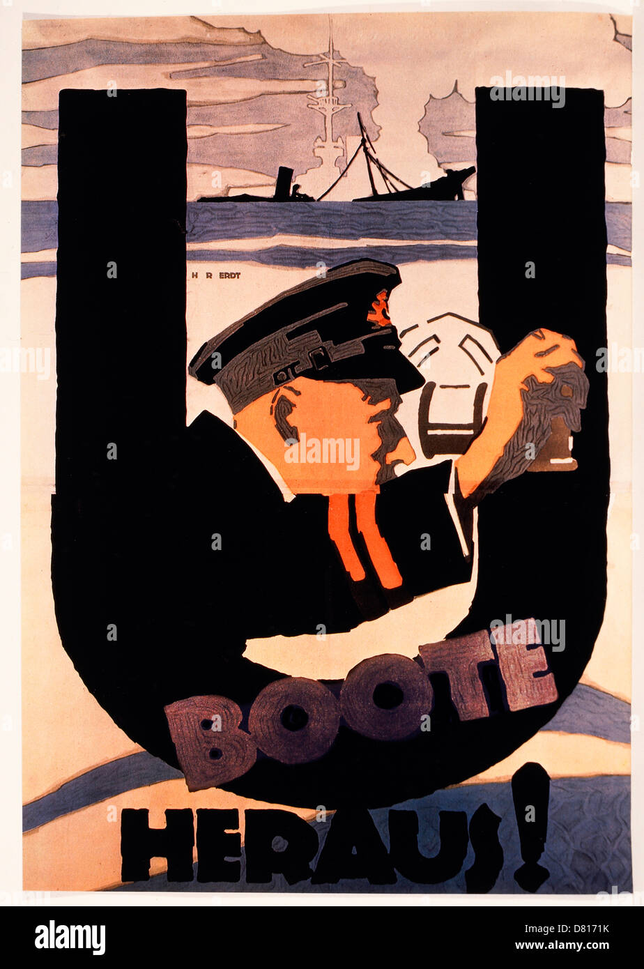 La Première Guerre mondiale affiche allemande par Hans Rudi Erdt, U-Boote Heraus !, vers 1917 Banque D'Images