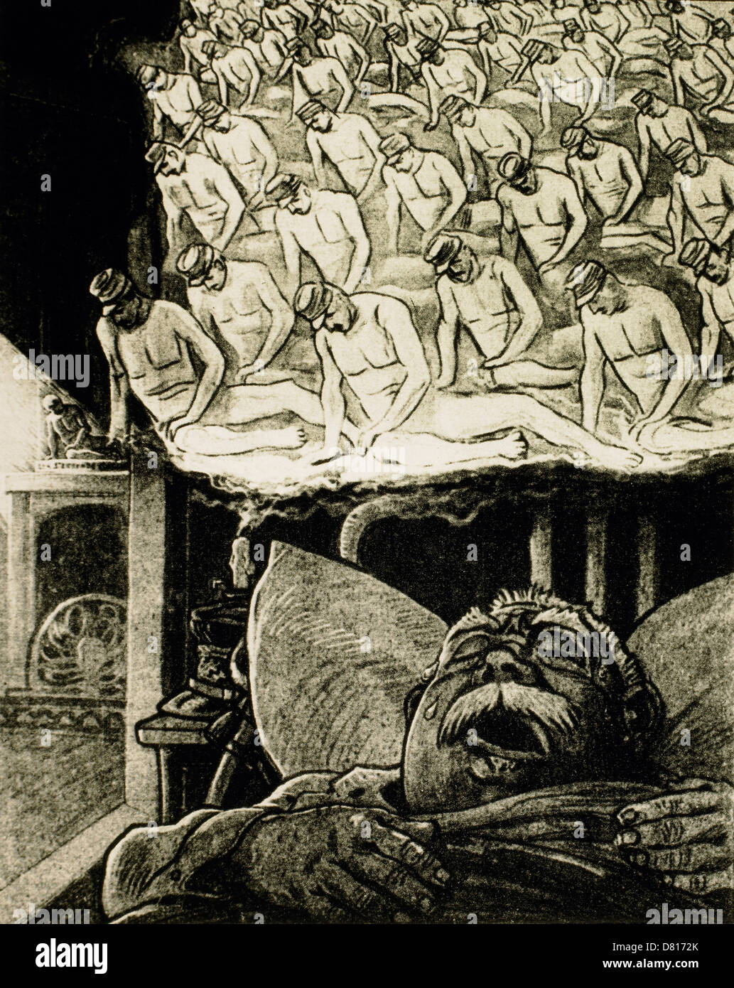 La Première Guerre mondiale en allemand de Die Lustige Blatter, Berlin, Allemagne, le général Joffre's Dream de pertes de bataille français, 1915 Banque D'Images
