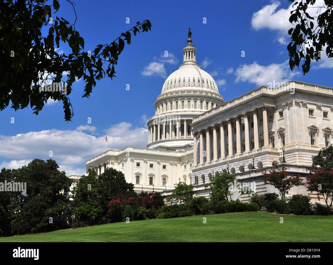 Le Capitole à Washington D.C. vu de la pelouse. La vue montre l'aspect de l'ouest de l'édifice qui est l'arrière Banque D'Images