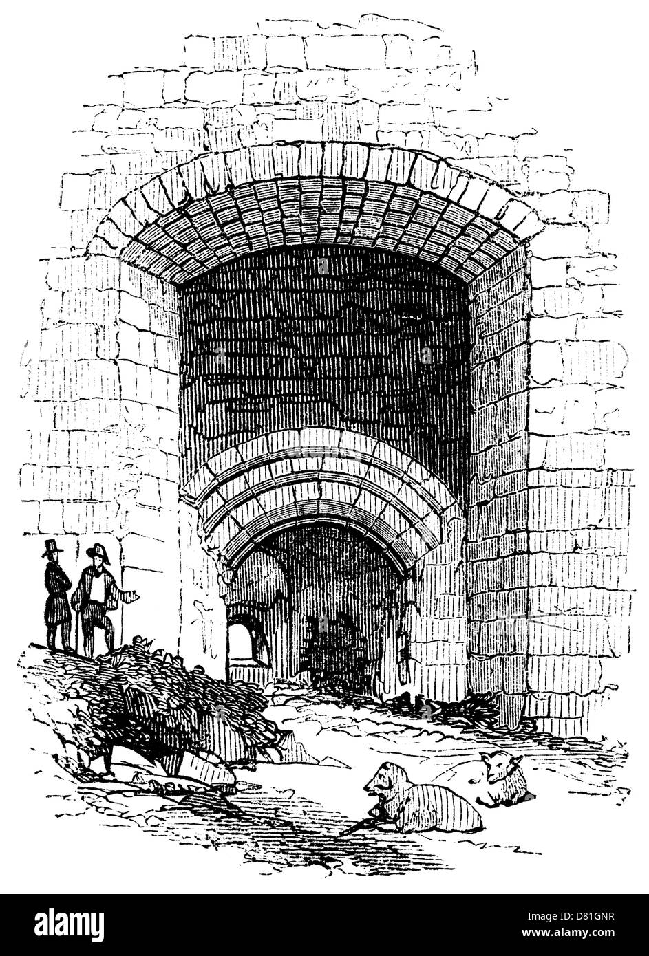 Sally Port, Pevensey, Sussex : partie d'un château anglais. Banque D'Images