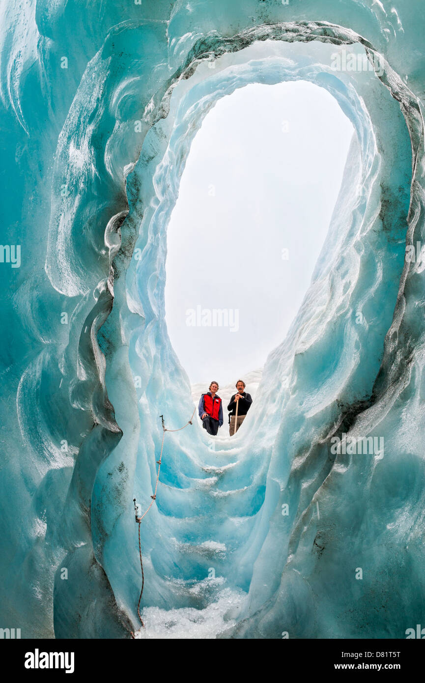 Grotte de glace sur le Fox Glacier. L'île du Sud, Nouvelle-Zélande Banque D'Images