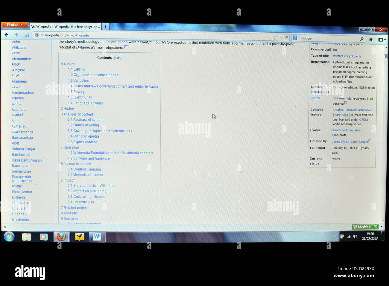 Image d'un écran d'ordinateur portable montrant Banque D'Images