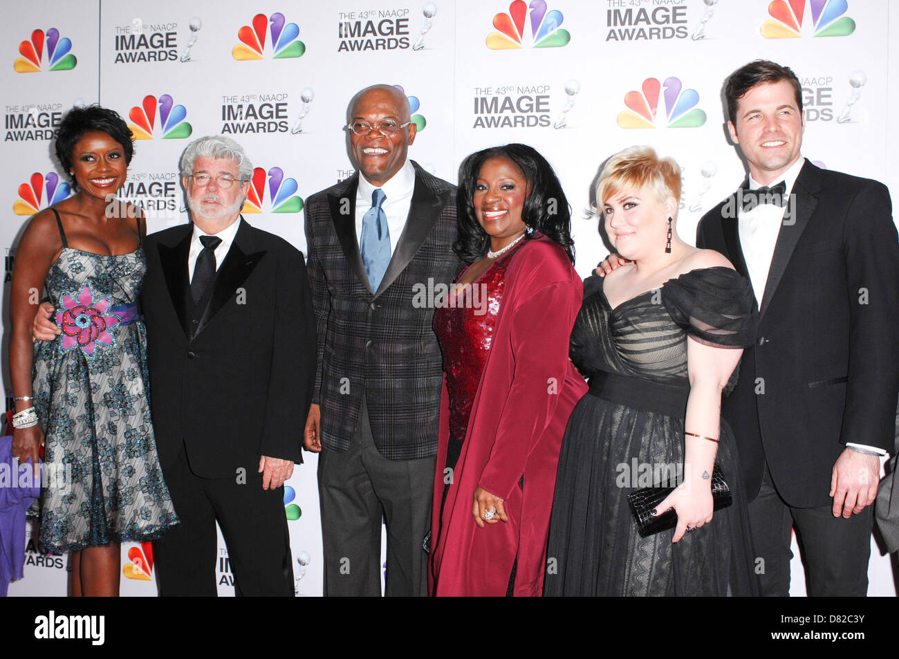 George Lucas, Samuel L. Jackson, la 43e assemblée annuelle NAACP Awards Au Shrine Auditorium de Los Angeles, des arrivées - Banque D'Images