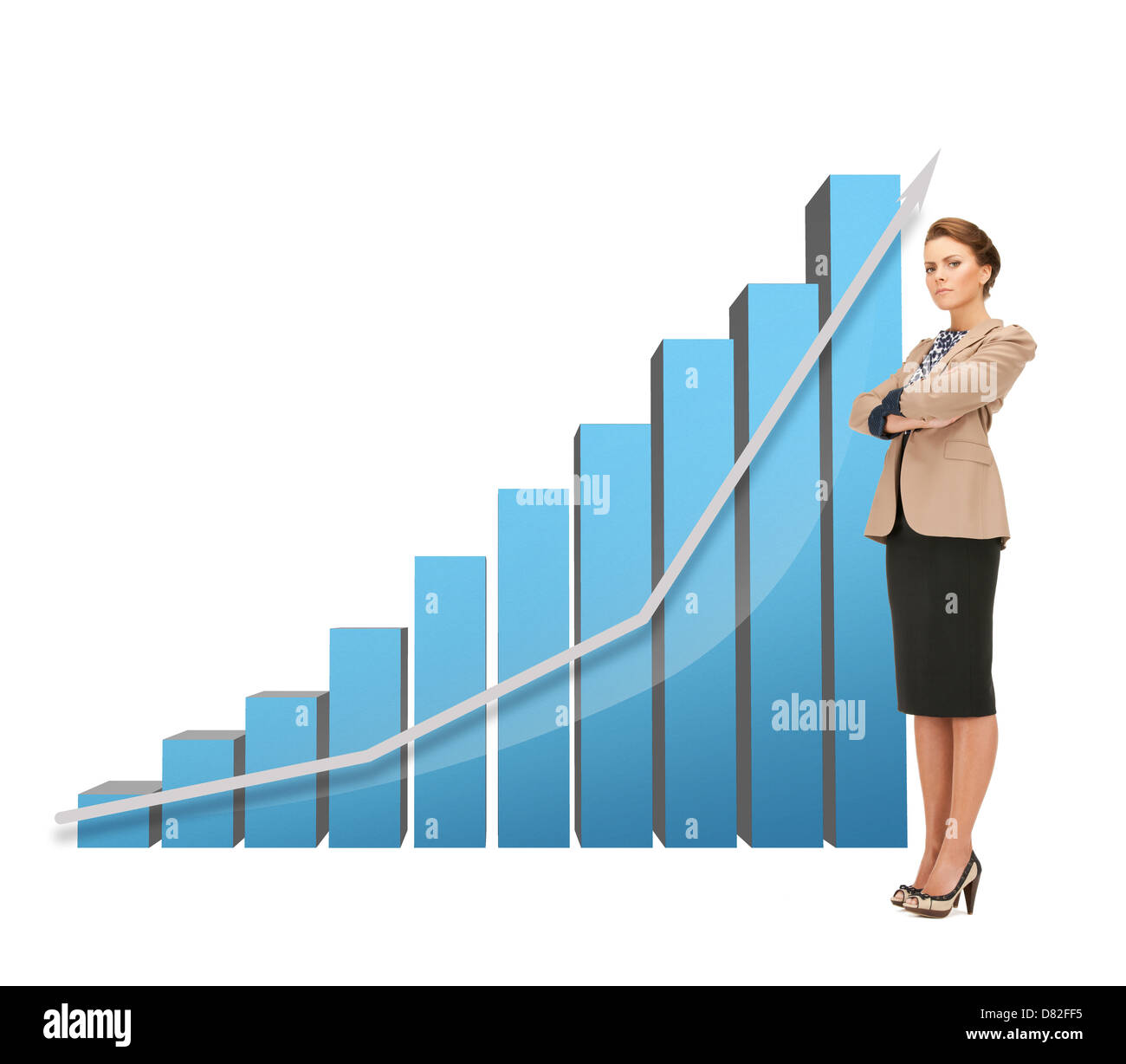 Businesswoman with colorful graphiques 3D Banque D'Images