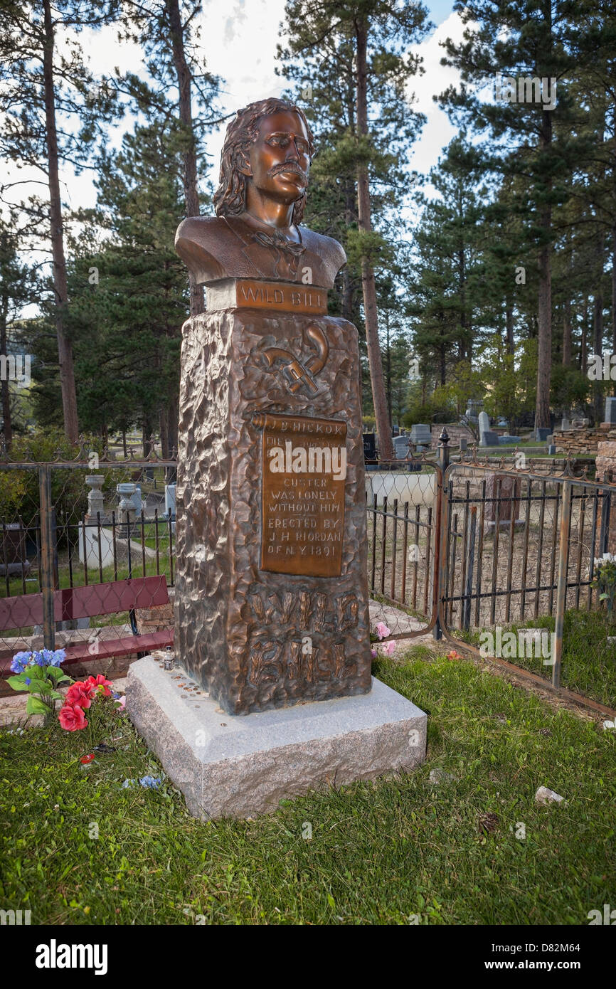 Wild Bill Hickok's Burial Site sur Boot Hill dans la région de Mount Moriah Cemetery, Deadwood, Dakota du Sud Banque D'Images