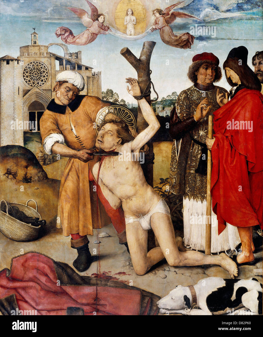 Robert Campin, Le Martyre de Saint Cucuphas 1502-1507 Huile sur bois. Museu Nacional d'Art de Catalunya, Barcelone, Espagne. Banque D'Images