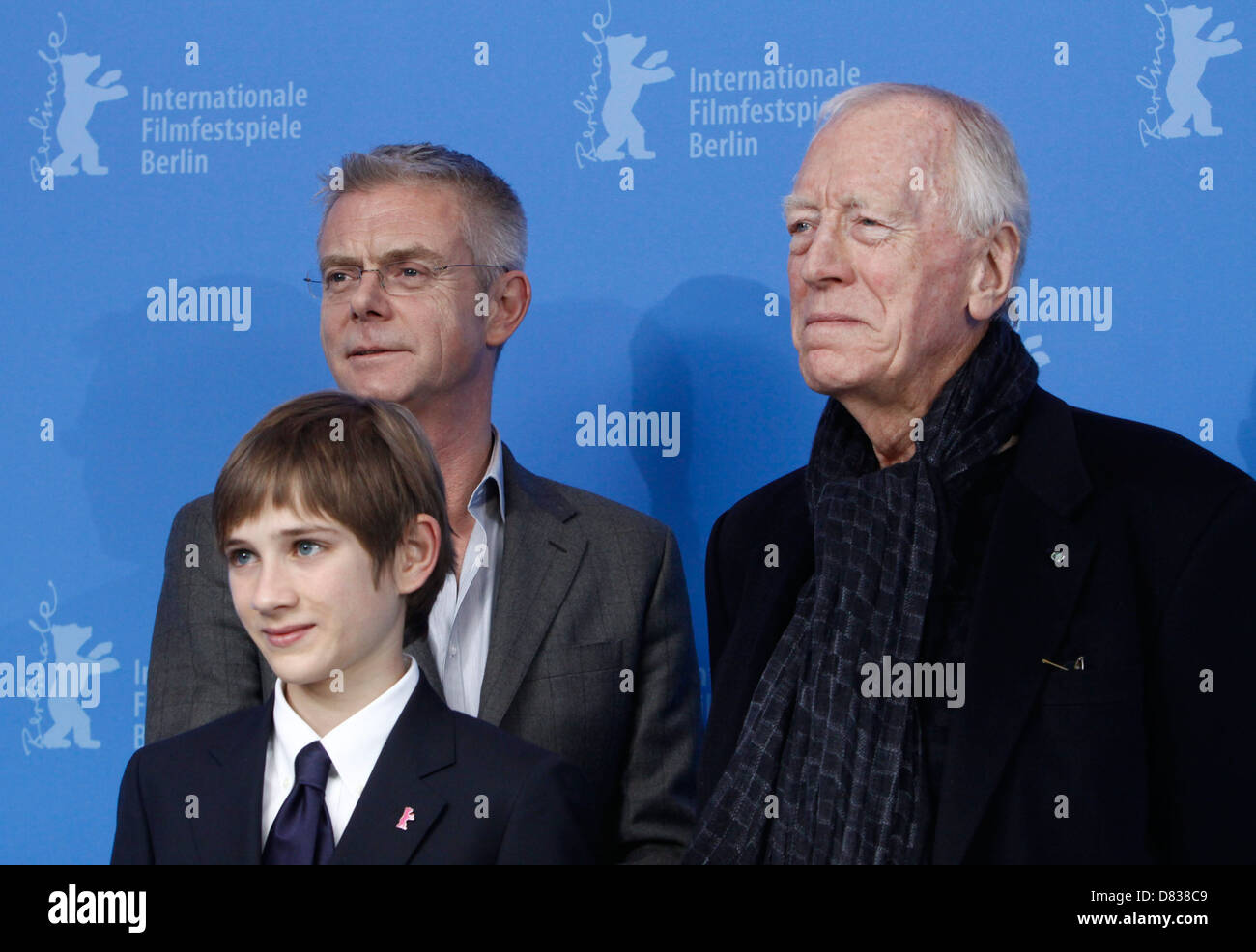 Stephen Daldry, Thomas Horn et Max Von Sydow lors du 62e Festival du Film de Berlin (Berlinale) - 'Extrêmement Banque D'Images