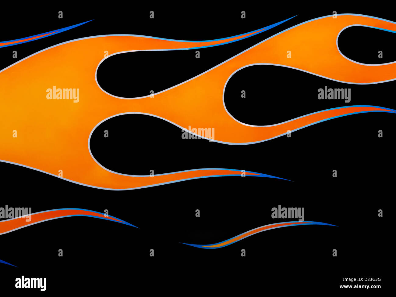 Flamme Orange sur noir hot rod classic car Banque D'Images