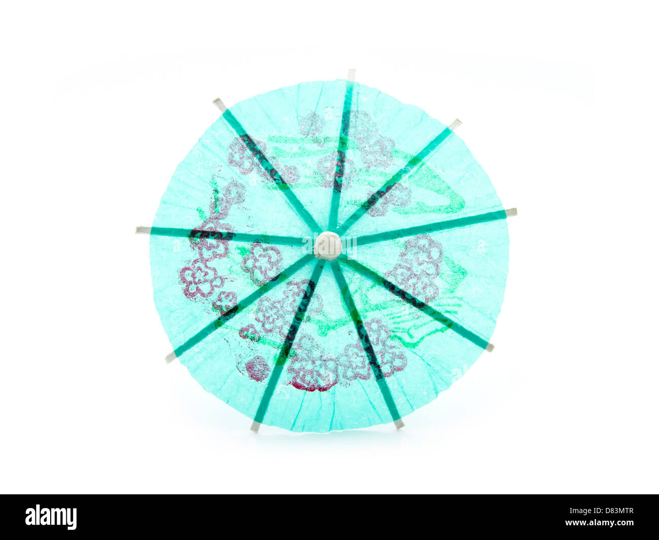 Parapluie cocktail vert isolé sur fond blanc Banque D'Images