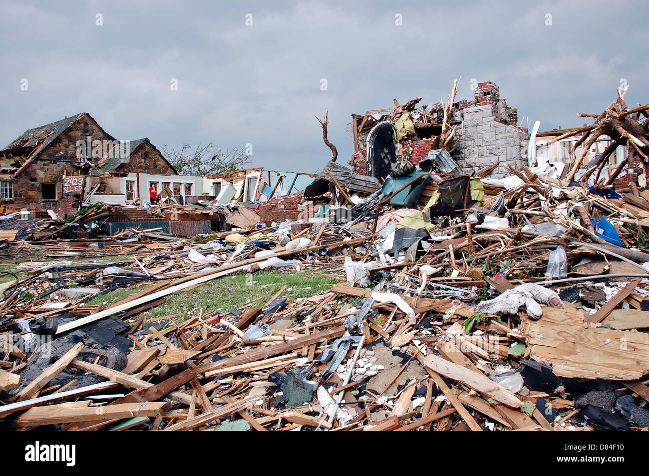 Voir des habitations détruites quand une tornade a touché le 24 mai 2011 à Joplin, MO. La ville a été détruit par une tornade EF-5 le 22 mai 2011 tuant 189 personnes. Banque D'Images