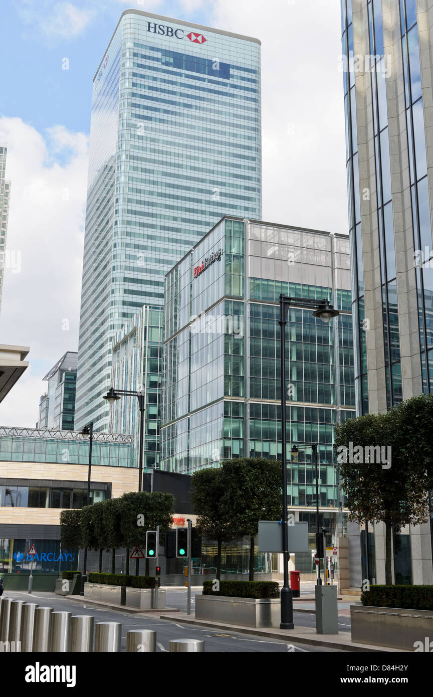 Bâtiment emblématique de la banque HSBC, Canary Wharf, Londres, Angleterre, Royaume-Uni. Banque D'Images