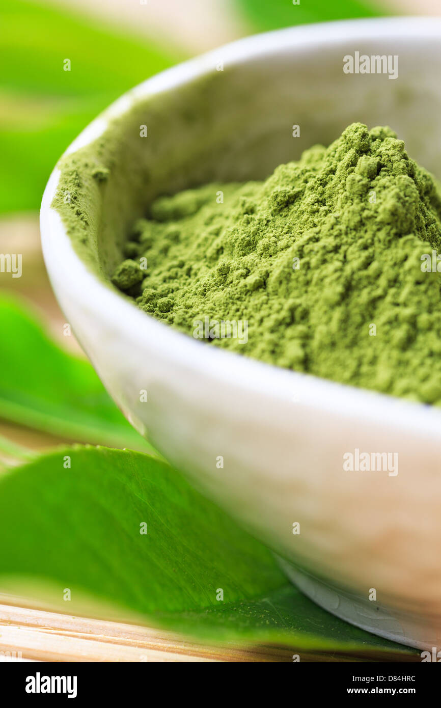 La poudre de thé Matcha Banque D'Images