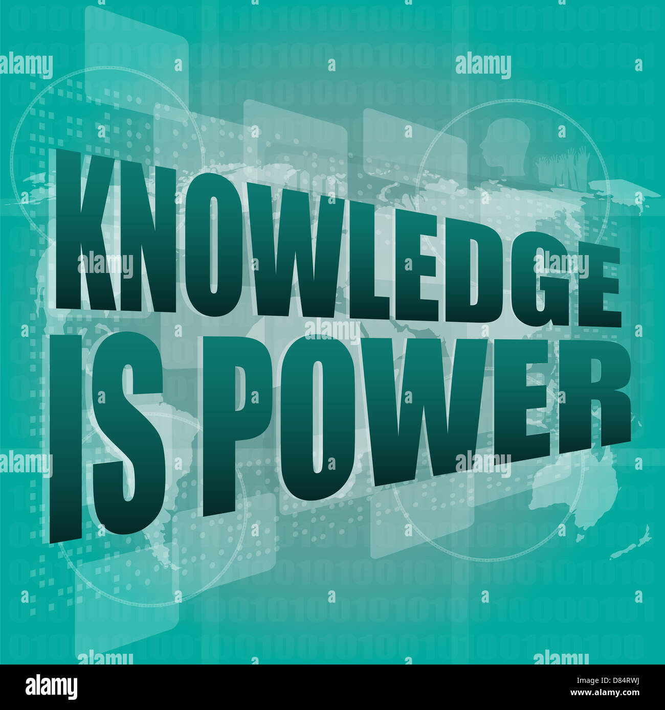 L'éducation et apprendre concept : la connaissance est le pouvoir des mots sur l'écran numérique, 3d Banque D'Images