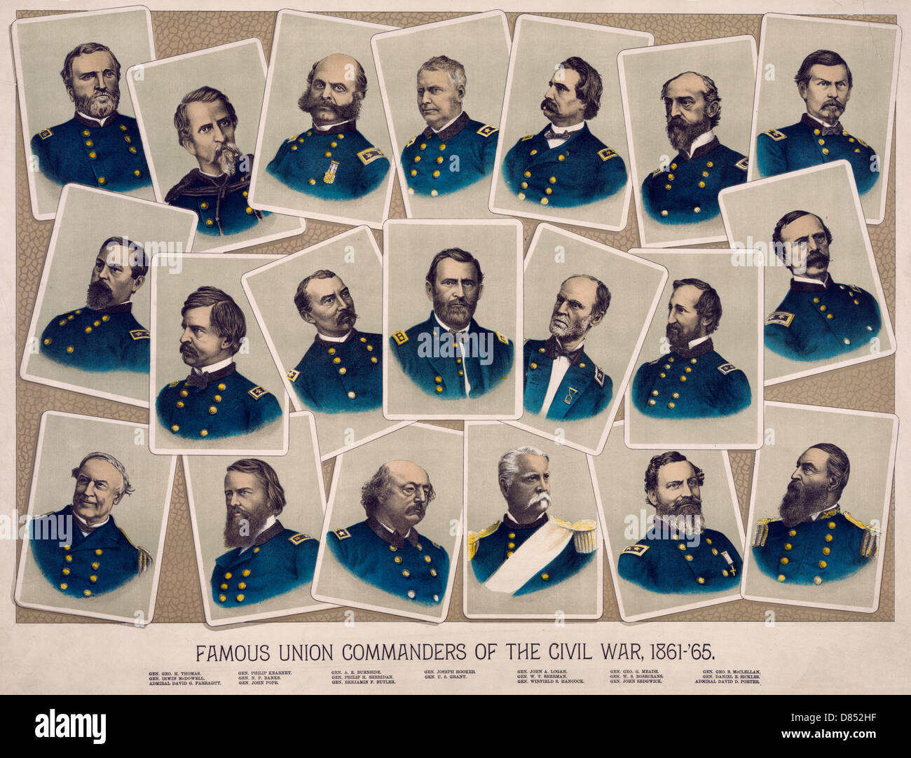 Les commandants de l'Union européenne célèbre USA Guerre Civile, 1861-'65 Banque D'Images