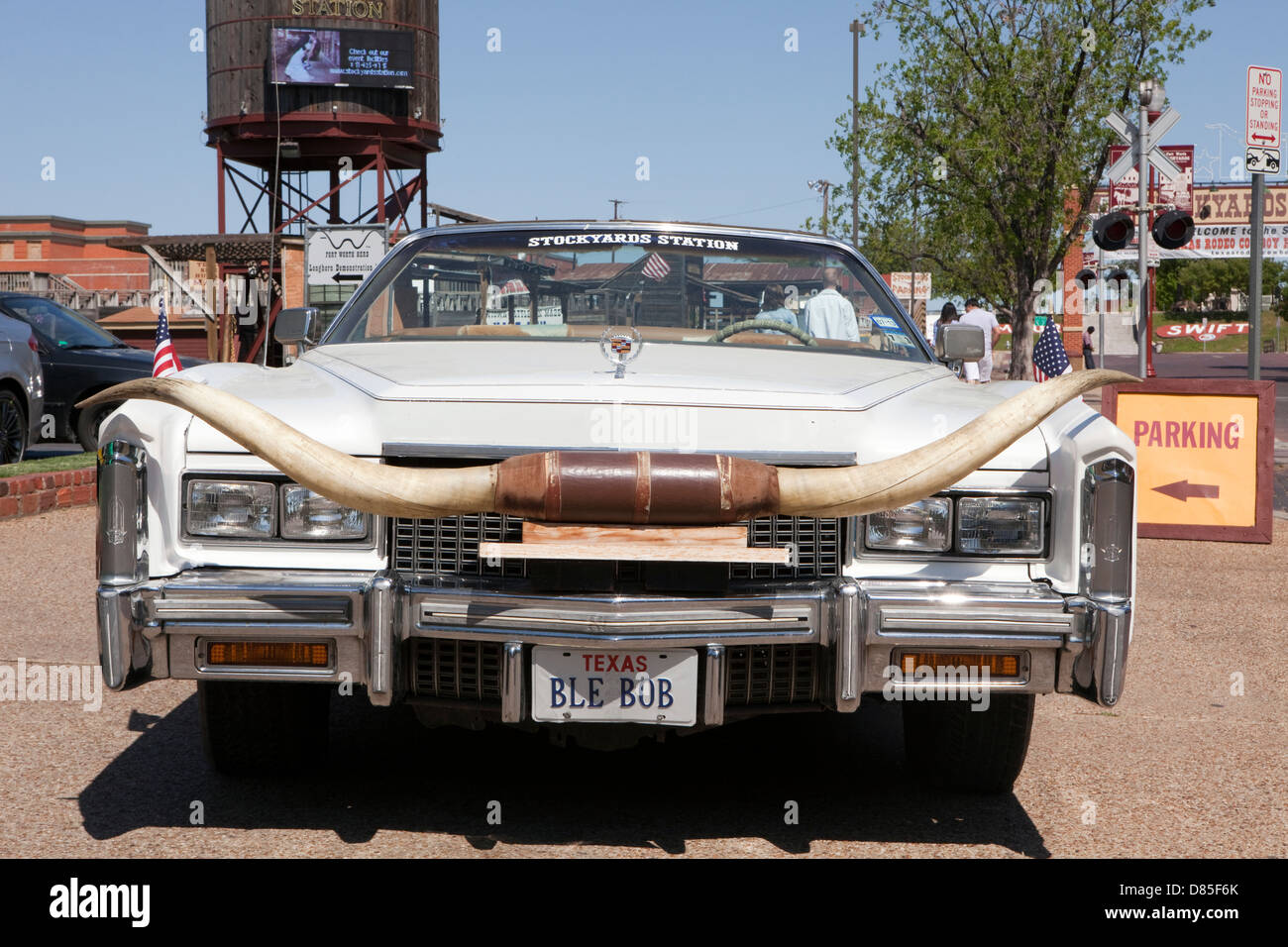 Une vue d'une voiture dans le Forth Worth Stockyards au Texas Banque D'Images