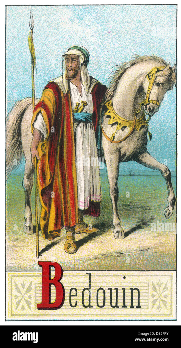 Arabe bédouin avec cheval Banque D'Images