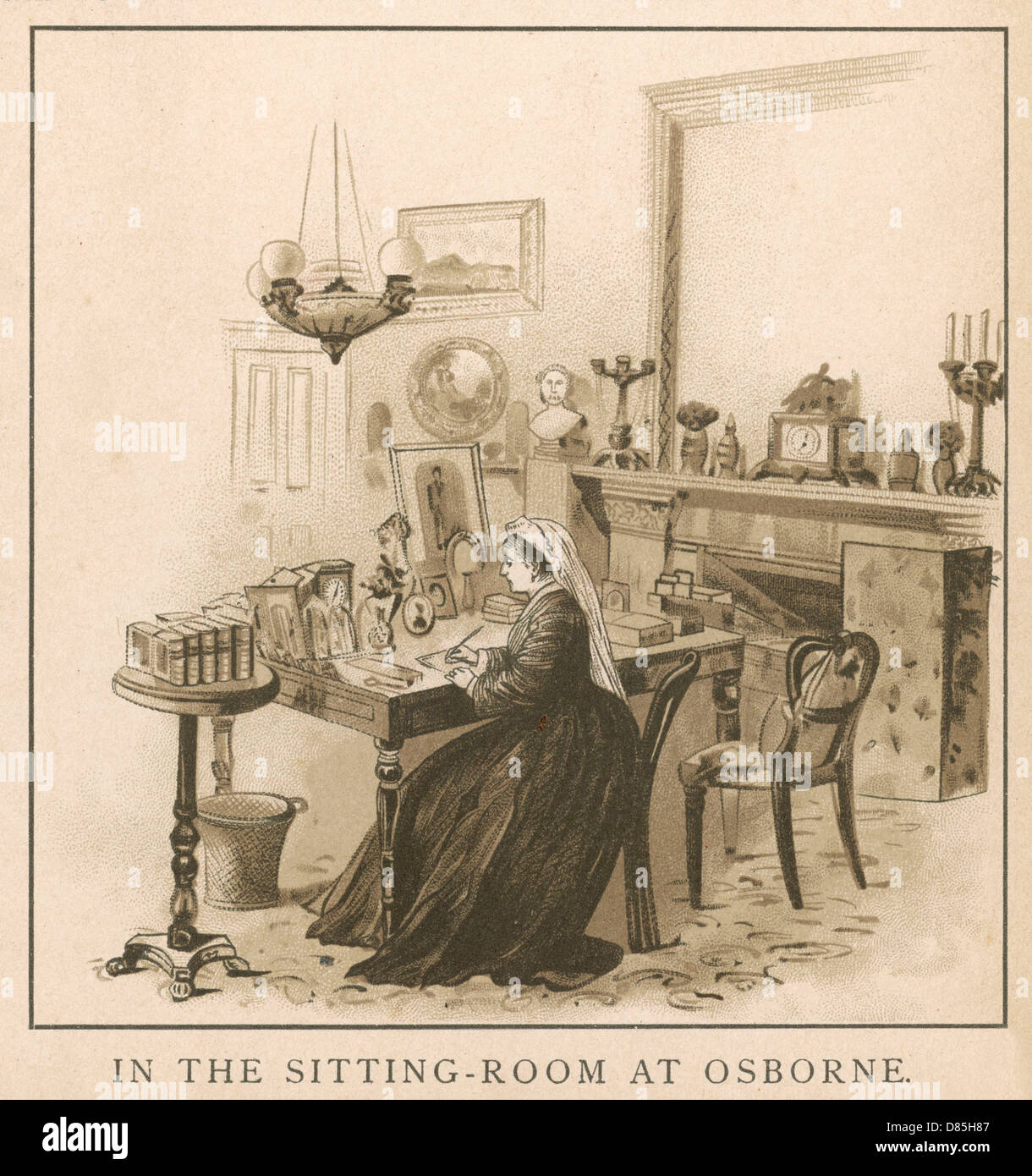 La reine Victoria dans son salon Osborne House Banque D'Images