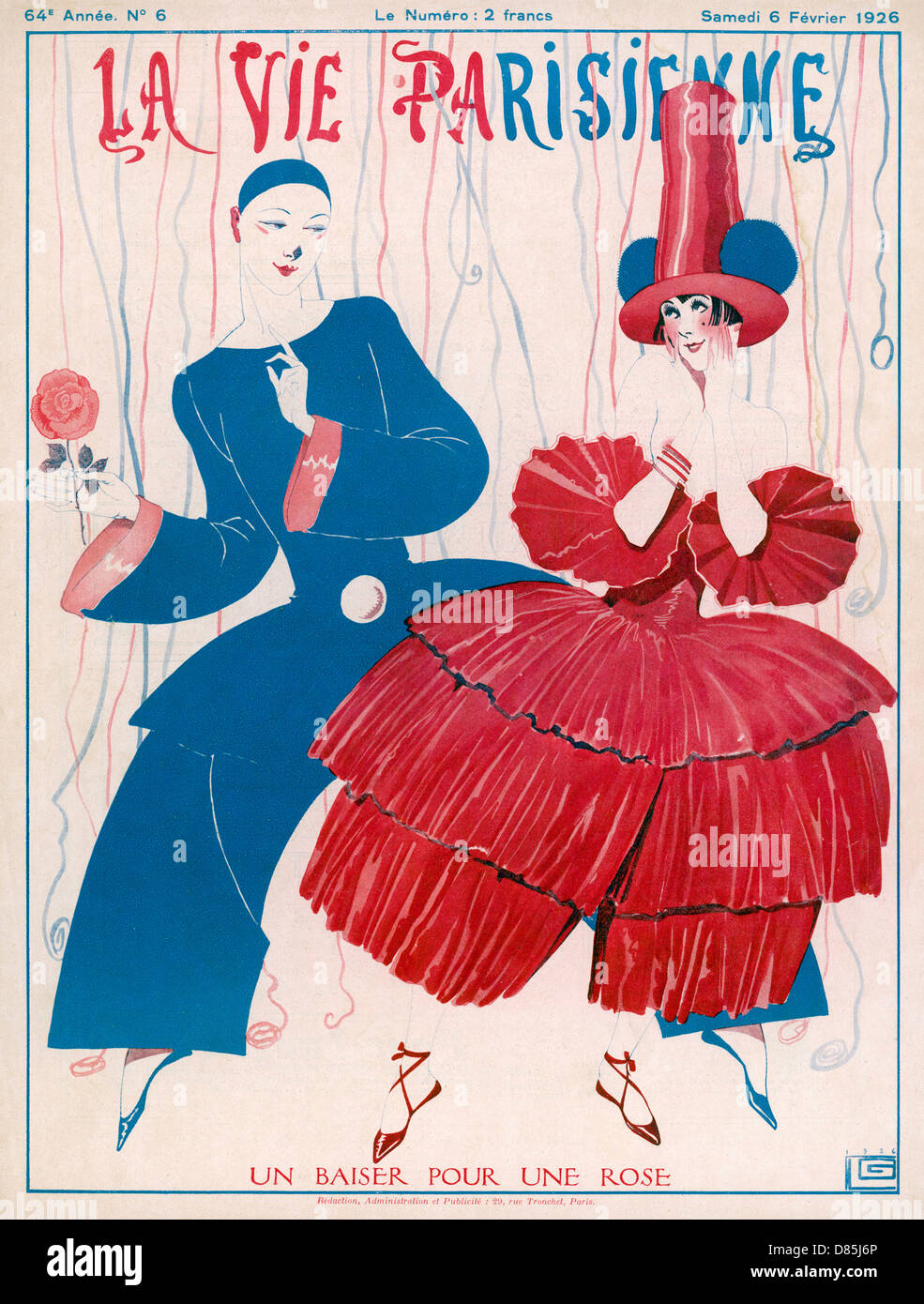 Pierrot offre une Rose Banque D'Images